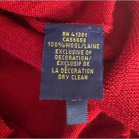 Polo Ralph Lauren Men's XL Red 100% Merino Wool V-Neck Sweater Classic Preppy - Picture 5 of 6